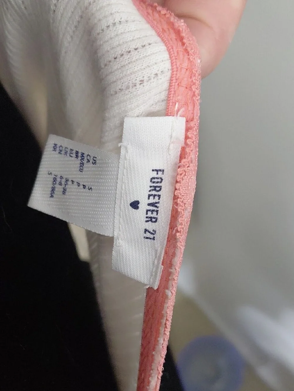 Forever 21 Cream Ribbed Cami & Pink Lace Trim Short Sleep Set